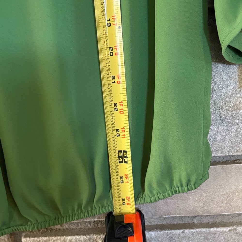 Soho Vibrant Green Blouse with V-Neck - Picture 6 of 9